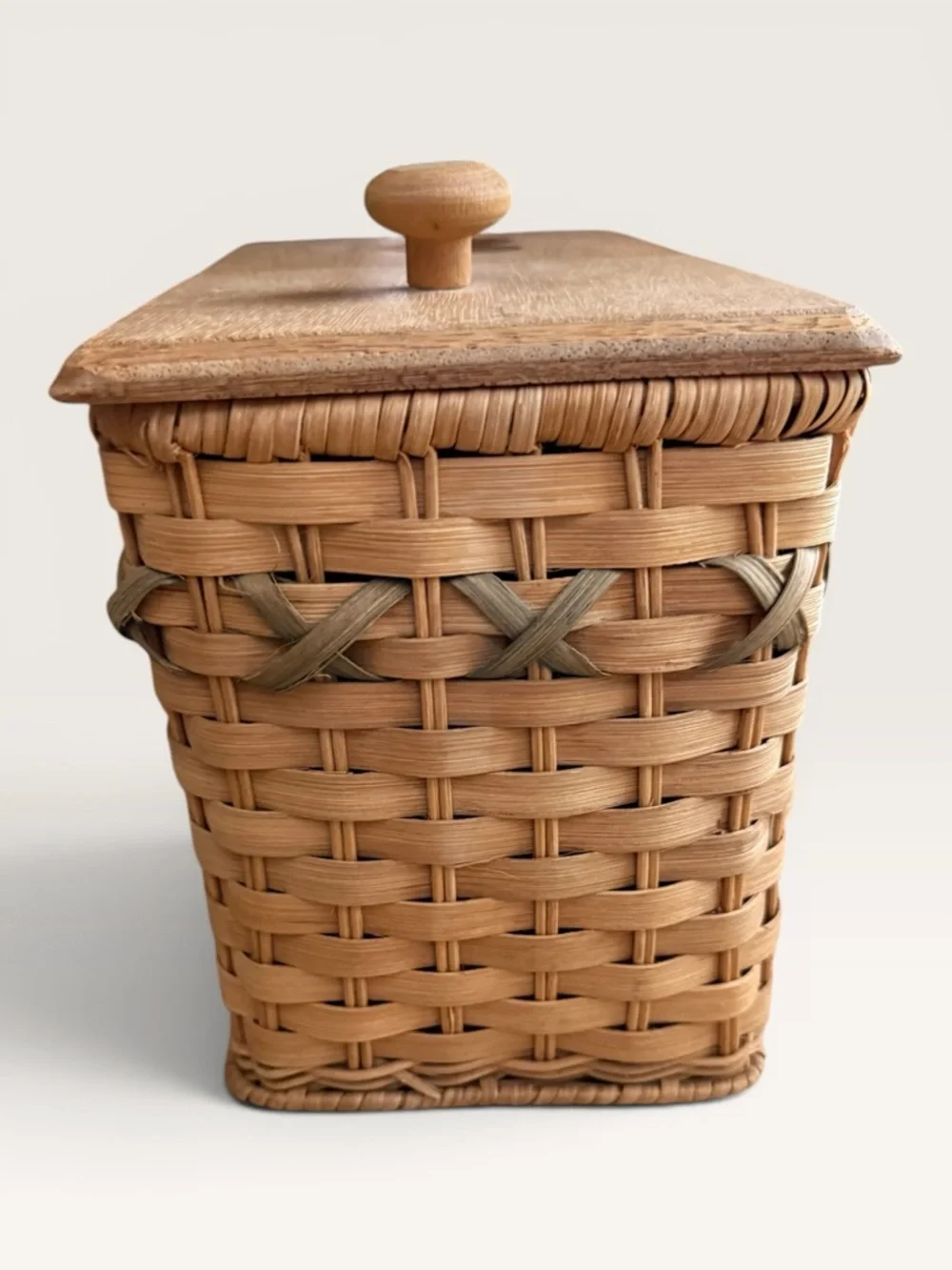 Vintage Tender Heart Treasures Handwoven Tissue Box/Organizer Basket Combo 1995
